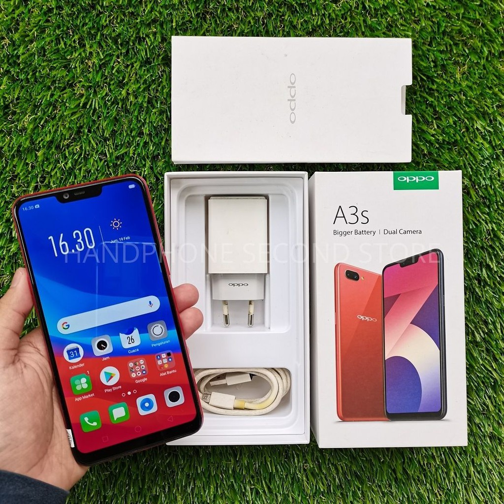 HANDPHONE HP OPPO A3S 2/16GB FULLSET NO HEADSET SECOND