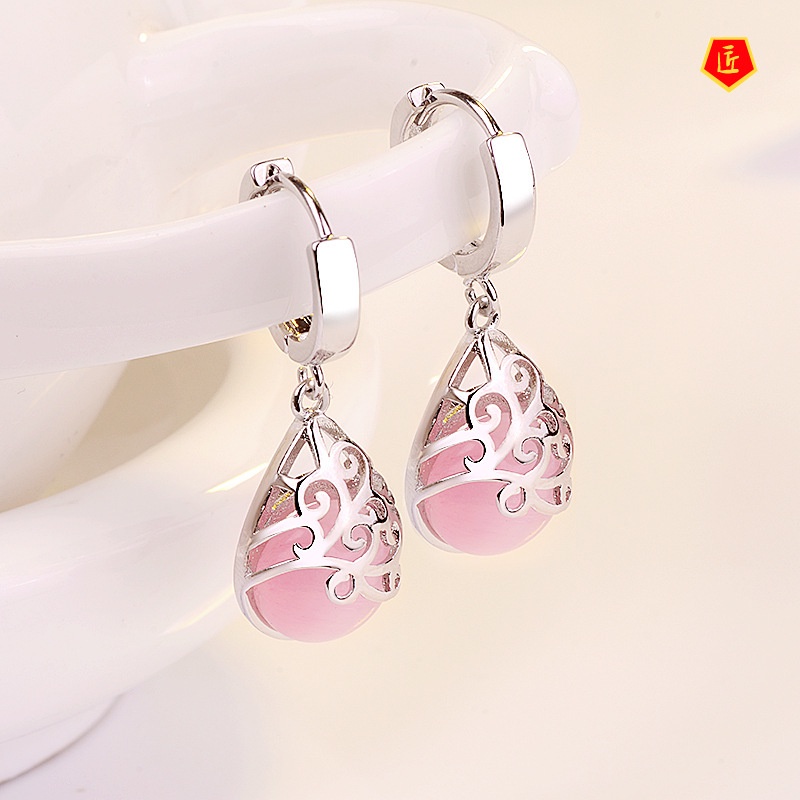 [Ready Stock]Fashion Seiko Opal Totem Silver Earrings