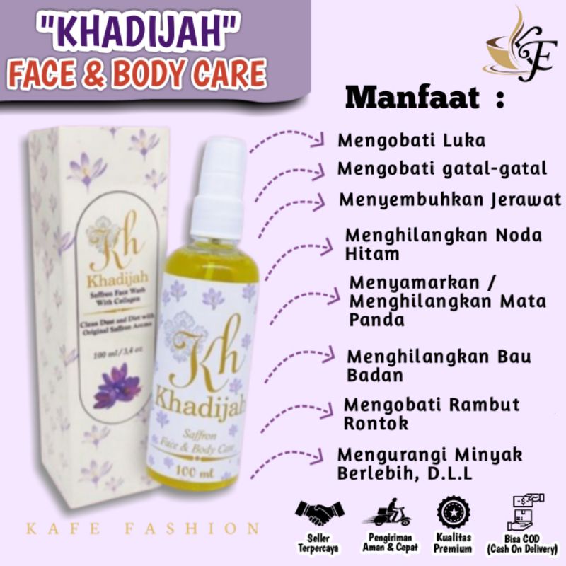 Khadijah Face Mist and Body Care Saffron premium / Facemist Safron dan Air zam zam / Toner Setting Spray P3K mampu atasi Jerawat Membandel dan Alergi