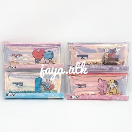 TEMPAT PENSIL GLITER AIR KOTAK PENSIL BTS GLITER AIR SLETING LUCU BT21 SOUVENIR KADO ULTAH BTS