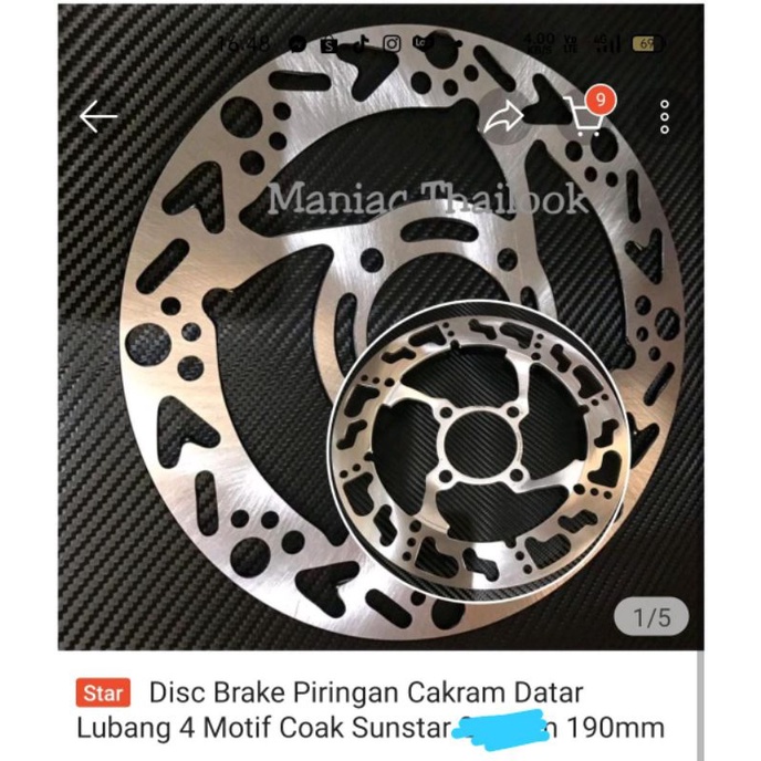 Disc Brake Piringan Cakram  Datar Lubang 4 Coak Sunstar 190mm Beat Vario Mio