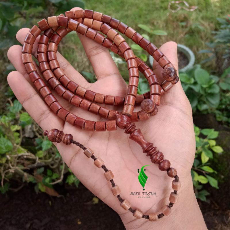 Tasbih Kayu Setigi Laut Asli Motif Tabung Size 8mm