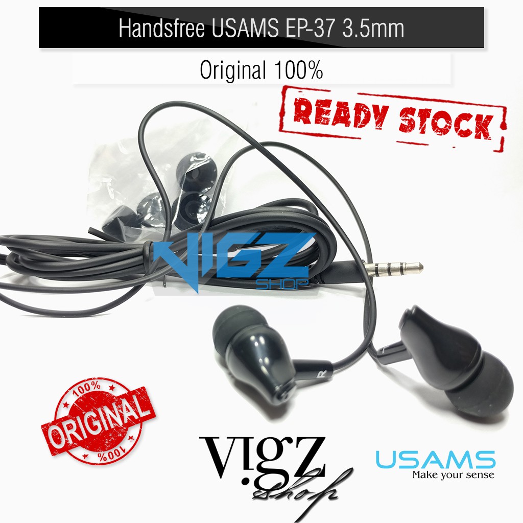 USAMS EP-37 In-Ear Earphone Audio Jack 3.5mm With Mic Black Original