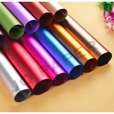 

【FRESH】[5 LEMBAR] Flower Wrapping Paper Metallic Glossy PREMIUM Cellophane Kertas Bunga Korea Metalik