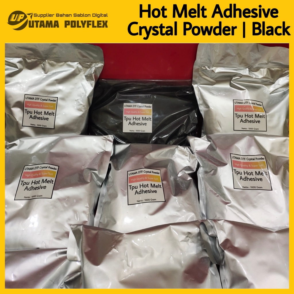 

Tpu Hot Melt Adhesive Crystal Powder DTF Black Lem Bubuk Pet Film 1 Kg