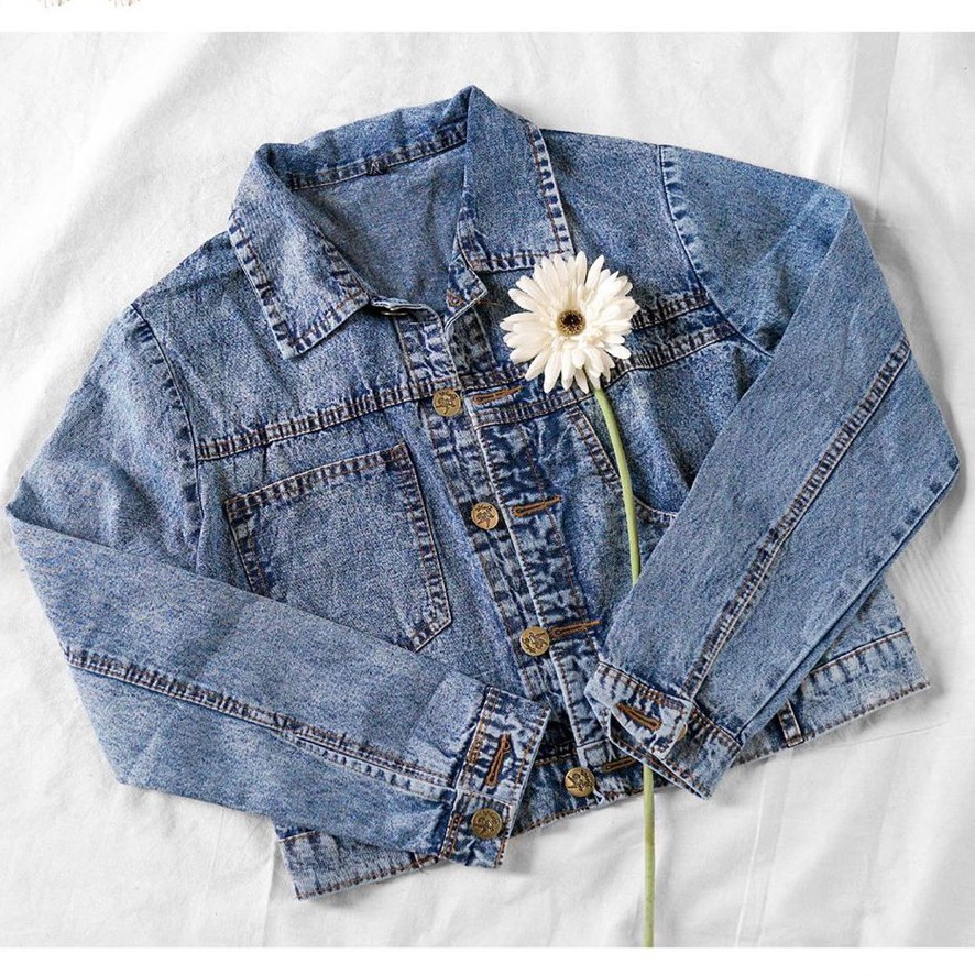 Nirina JAKET  CROP JEANS WANITA berbahan DENIM ORIGINAL untuk CEWEK KEKINIAN