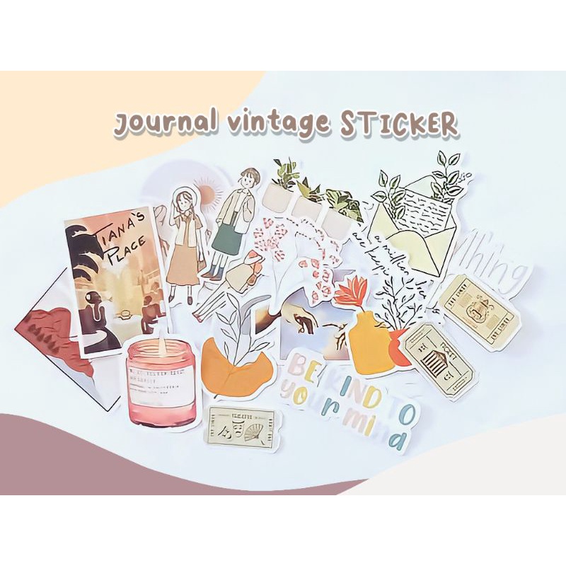 

JOURNAL VINTAGE STICKER - STIKER AESTHETIC JURNAL / 30 pcs Vinyl Glossy paper