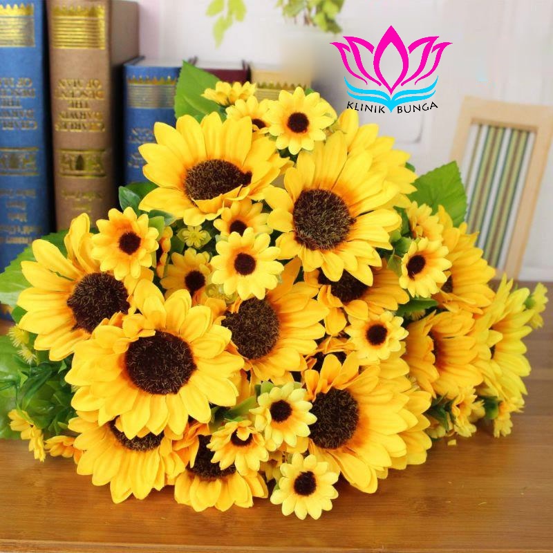 BUNGA MATAHARI BESAR / TANAMAN ARTIFICIAL BUNGA PLASTIK / SUNFLOWER [ TANPA POT ]