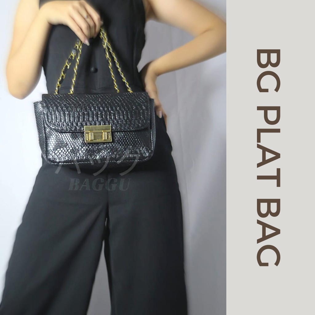 BAGGU.ID BG PLAT CROCO BAG 2 in 1 / Shoulders Bag Croco / Sling Bag Croco / Tas Slempang Kulit Korea