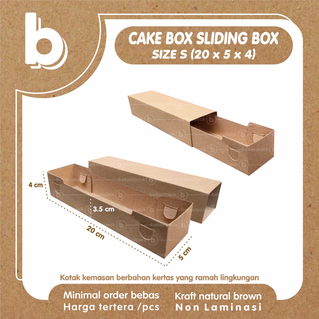 

Cake Box Sliding Box S Kraft Natural 20x5x4 I CBSBSKN00278