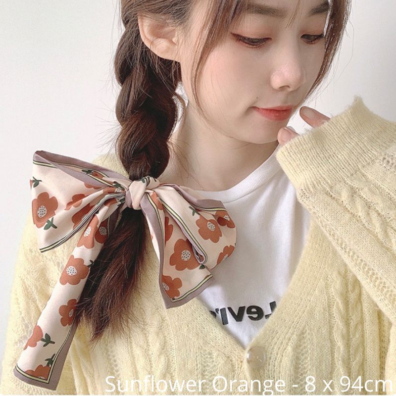Twilly Scraf Korean Yosbee Premium Silk Syal-Sunflower Orange