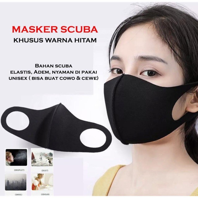 CR MB124 Mask Masker Mulut Korea Hitam Bahan Scuba CR MB124 Mask Masker Mulut Korea Hitam Bahan Scuba