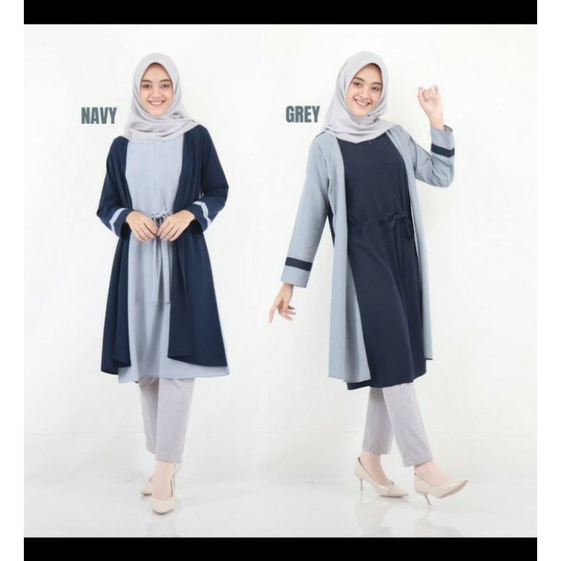 baju muslim wanita viona tunik blues