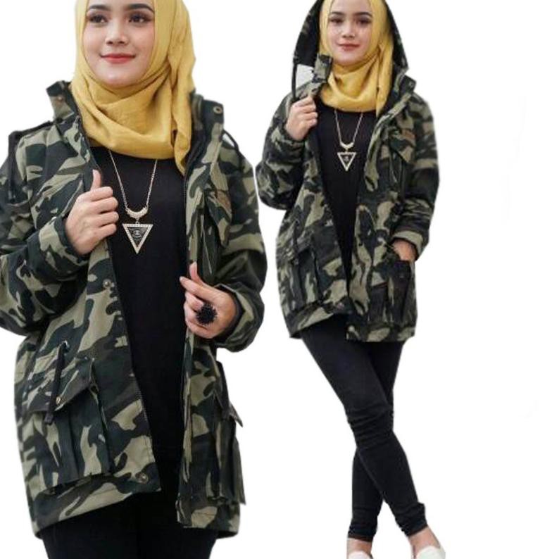 ((BEST SELLER>> Jaket Army Parka Doreng Wanita / COD Jaket Army Parka loreng **
