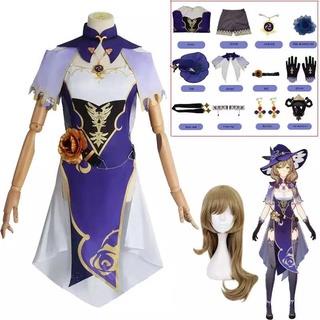 Game Genshin Impact Librarian Lisa Cosplay Costume Halloween Carnival Party Women Dress Anime Cospla