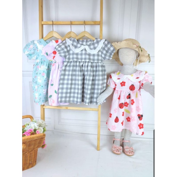 Dress katun Anak Perempuan 6 Bulan-3 Tahun, Dress bayi