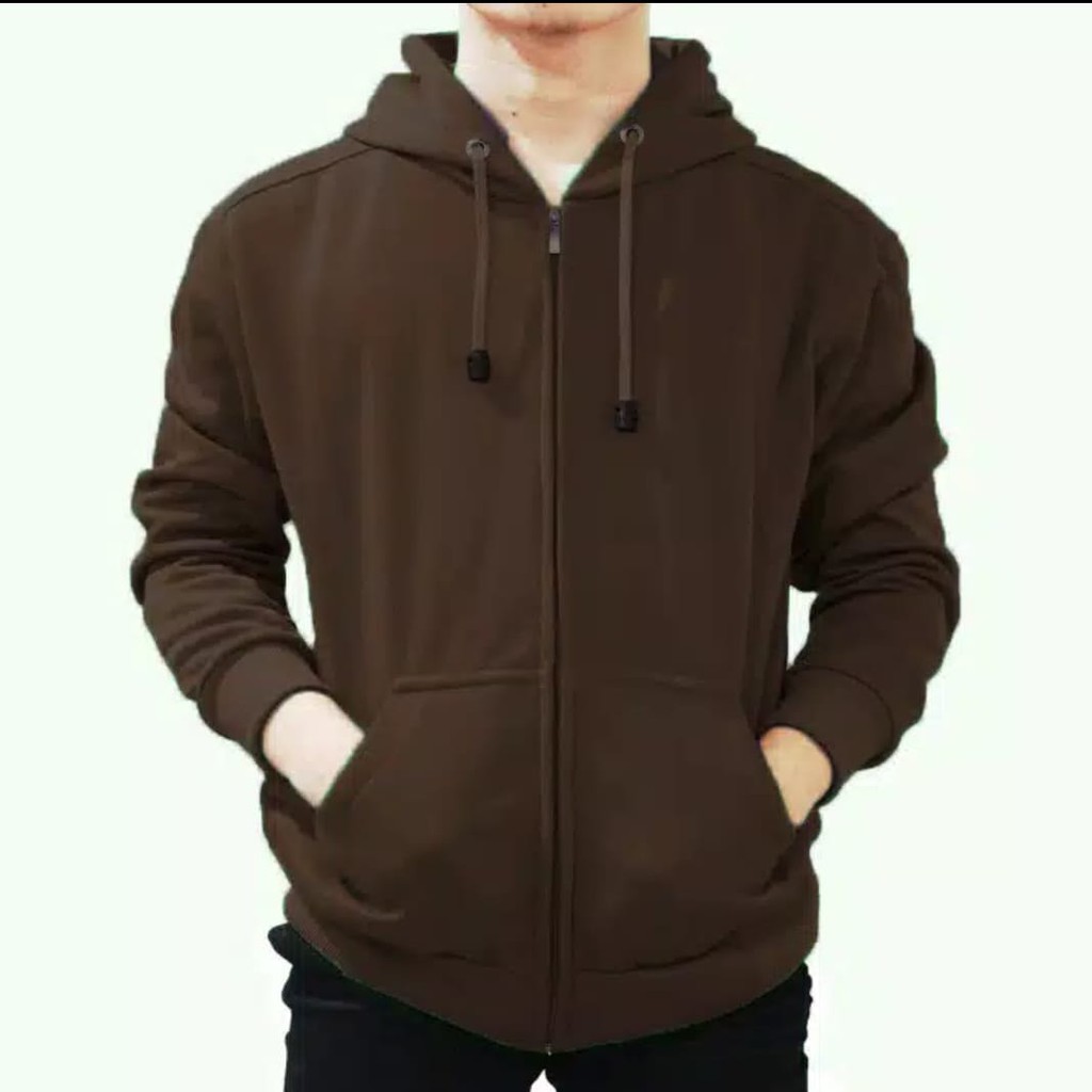 JAKET HOODIE UNISEX ( PRIA/WANITA ) ZIPER COKLAT