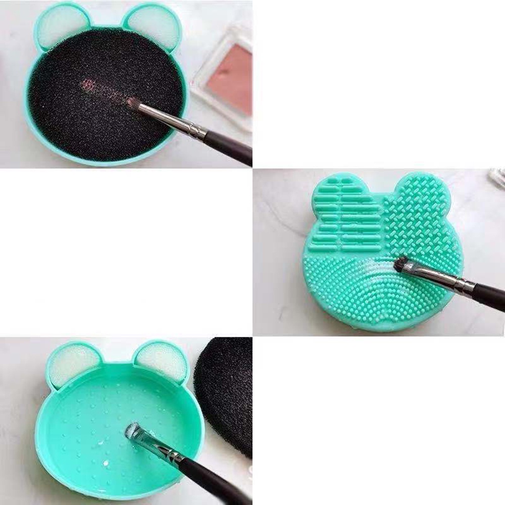 aaoottuuoo5.id Cod   1pcs Cartoon Bear Shape Silicone Makeup Brushes Cleaning Pad Tool