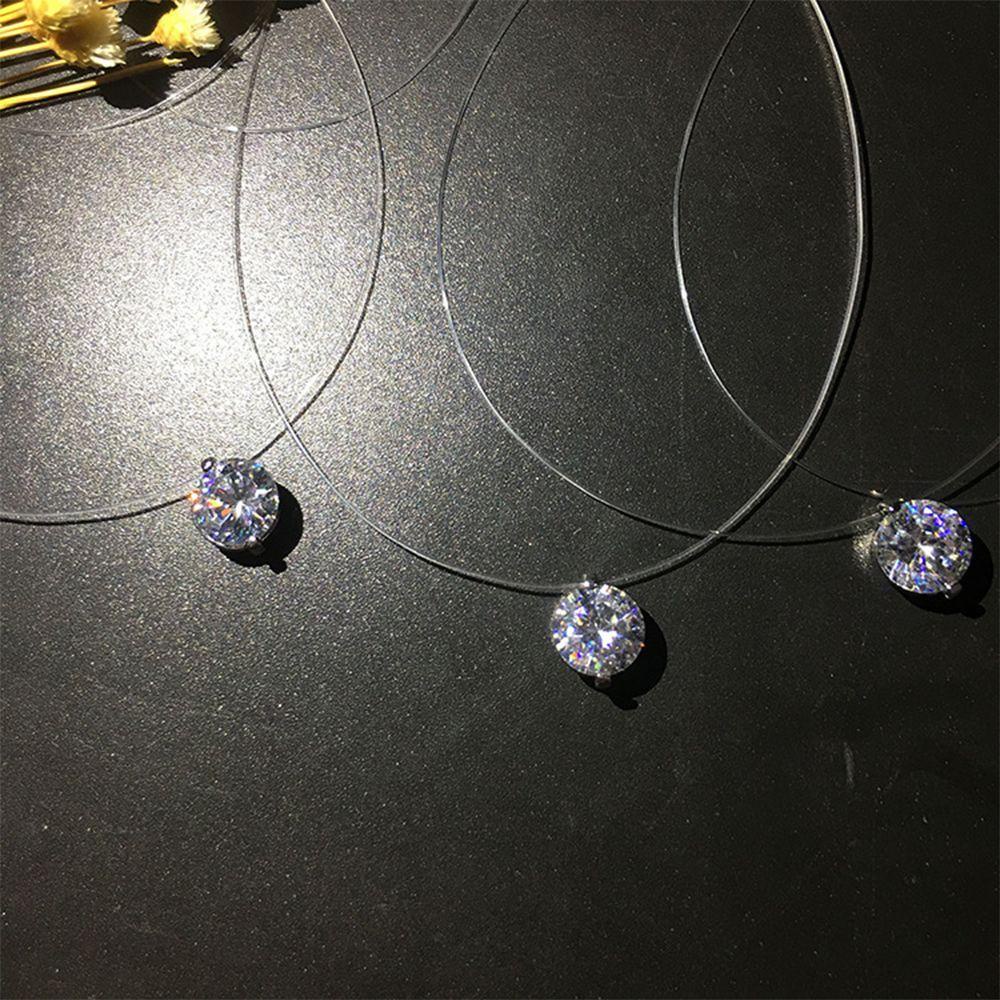 Agustina Kalung Wanita Shiny Pancing Line Invisible Zircon Collar Jewelry