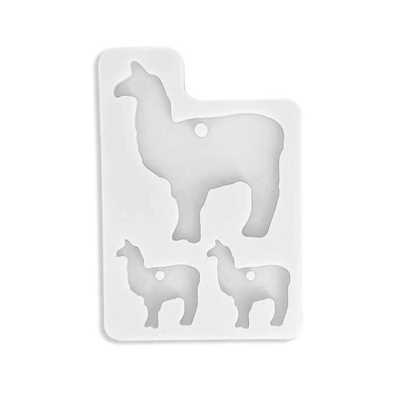 SIY  Mom Sheep Baby Lamb Alpaca Family Animal Keychain Silicone Mold with Hole Tortoise Cow Dinosaur Resin Mold Art Crafts