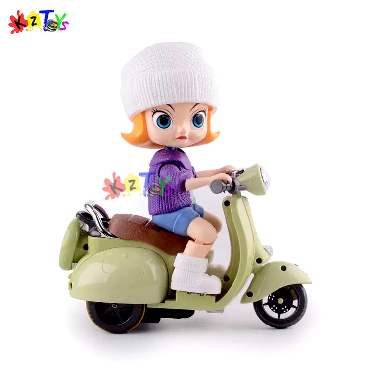 MAINAN BICYCLE ANAK MOTOR VESPA RODA 3 ELECTRIC STUNT MOTORCYCLE ROTATING SOUND AND LIGHT