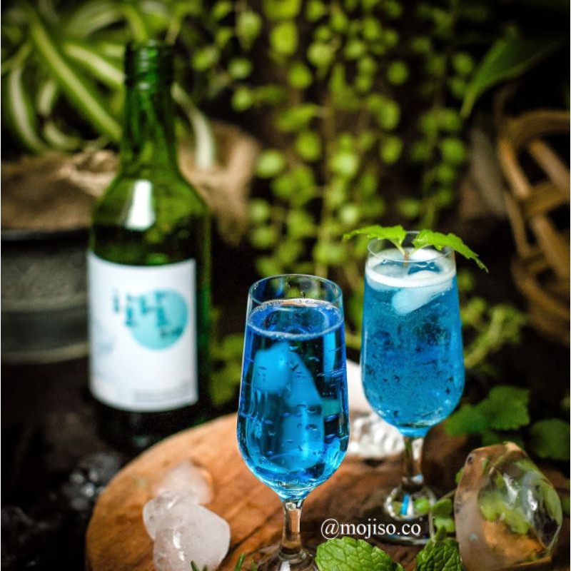 SOJU HALAL 100% NON ALKOHOL (MOJISO) RASA BLUE OCEAN, BUY 1 FREE GELAS SLOKI