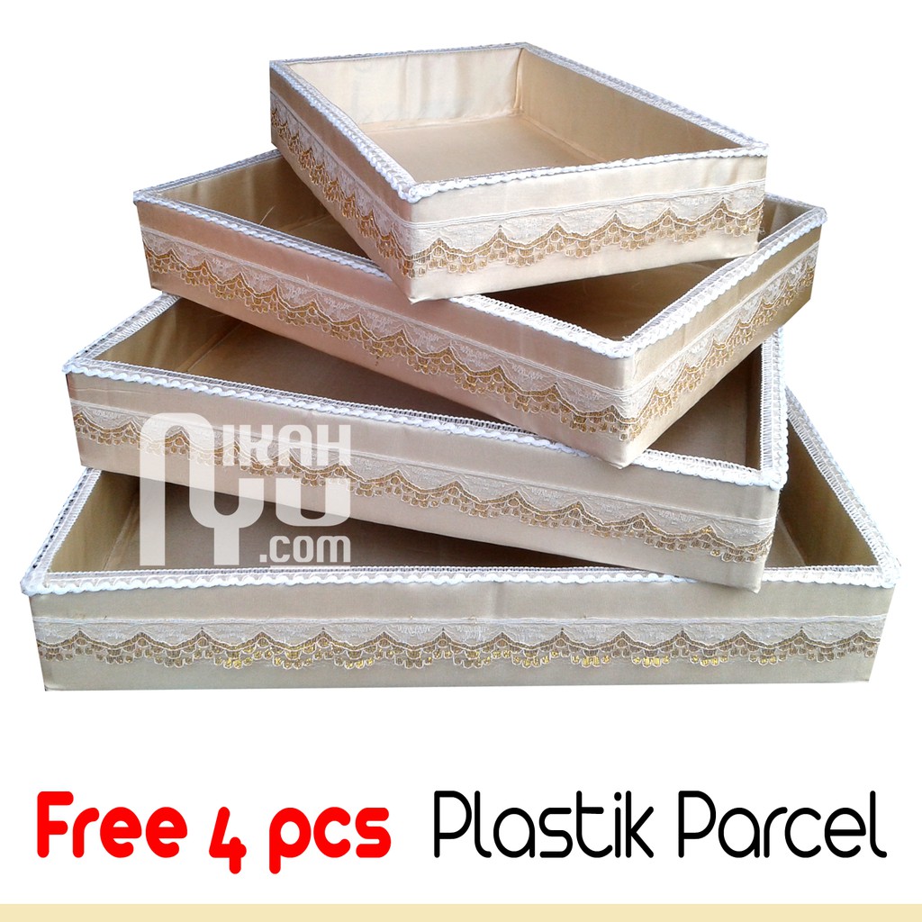 

Kotak Hantaran Seserahan Warna Cream Isi 4 Harga Murah Gratis 4 pcs Plastik Parcel Warna Cream