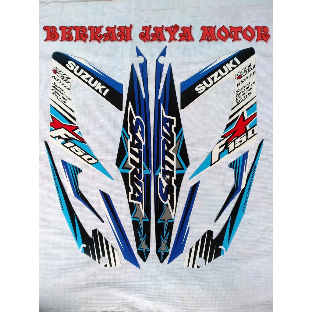 STIKER BODI LIS STRIPING SATRIA FU TAHUN 2014 BODY FULL HITAM PUTIH CORAK BIRU BINTANG FU FACELIFT