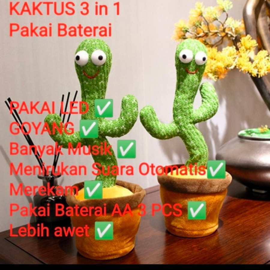 mainan anak kaktus goyang bisa bicara menari merekam dan bergoyang