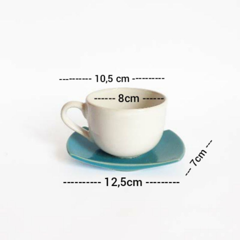 CS190X Cangkir Putih Saucer Persegi Warna 190ml Latte Cappucino Coffe Barista Cup