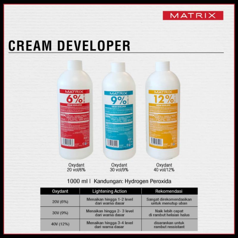 MATRIX CREAM DEVELOPER PEROXIDE 1L / 1000ML