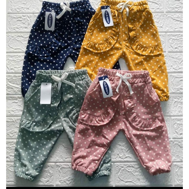 Celana Anak Polcadot Joger Babyterry Import 5-8 tahun JUNIOR motif Polcadot Bintang Joger Anak Perempuan Joger Anak Murah