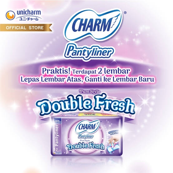 Charm Pantyliner Pure Style Double Fresh 26pads Non Perfumed