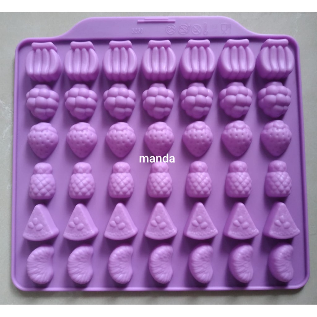 Cetakan silikon coklat permen puding aneka buah-buahan mini fluffy gummy