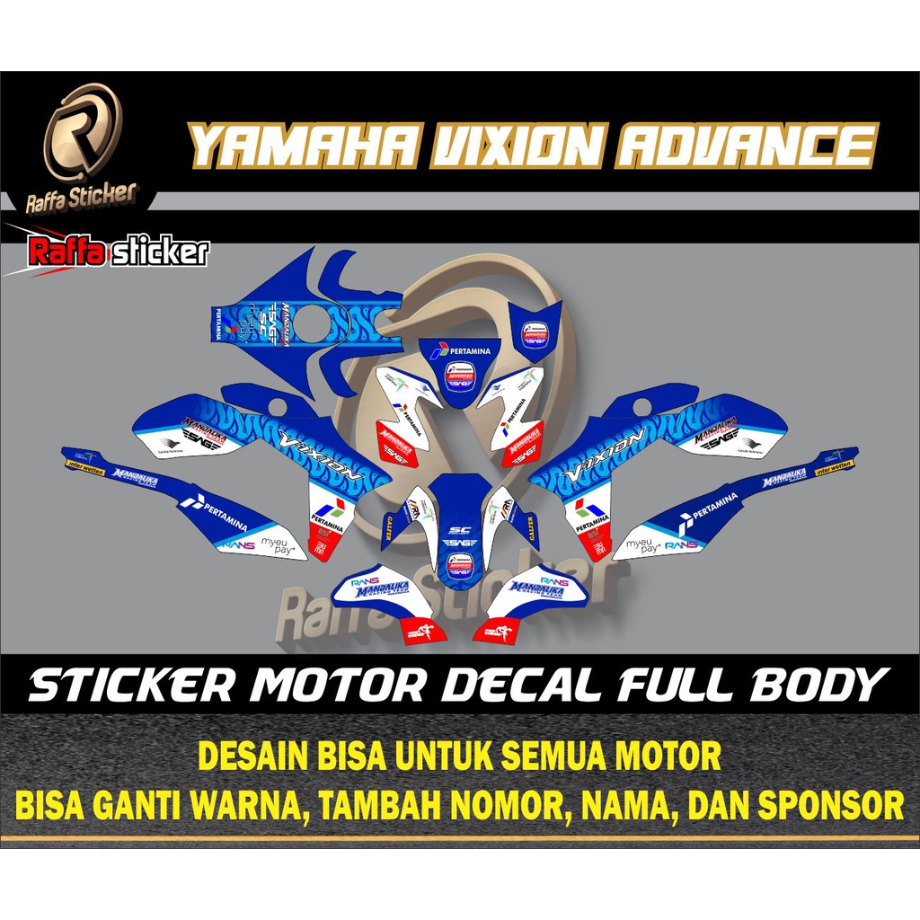Decal Sticker Vixion Advance Pertamina Mandalika Racing Full body