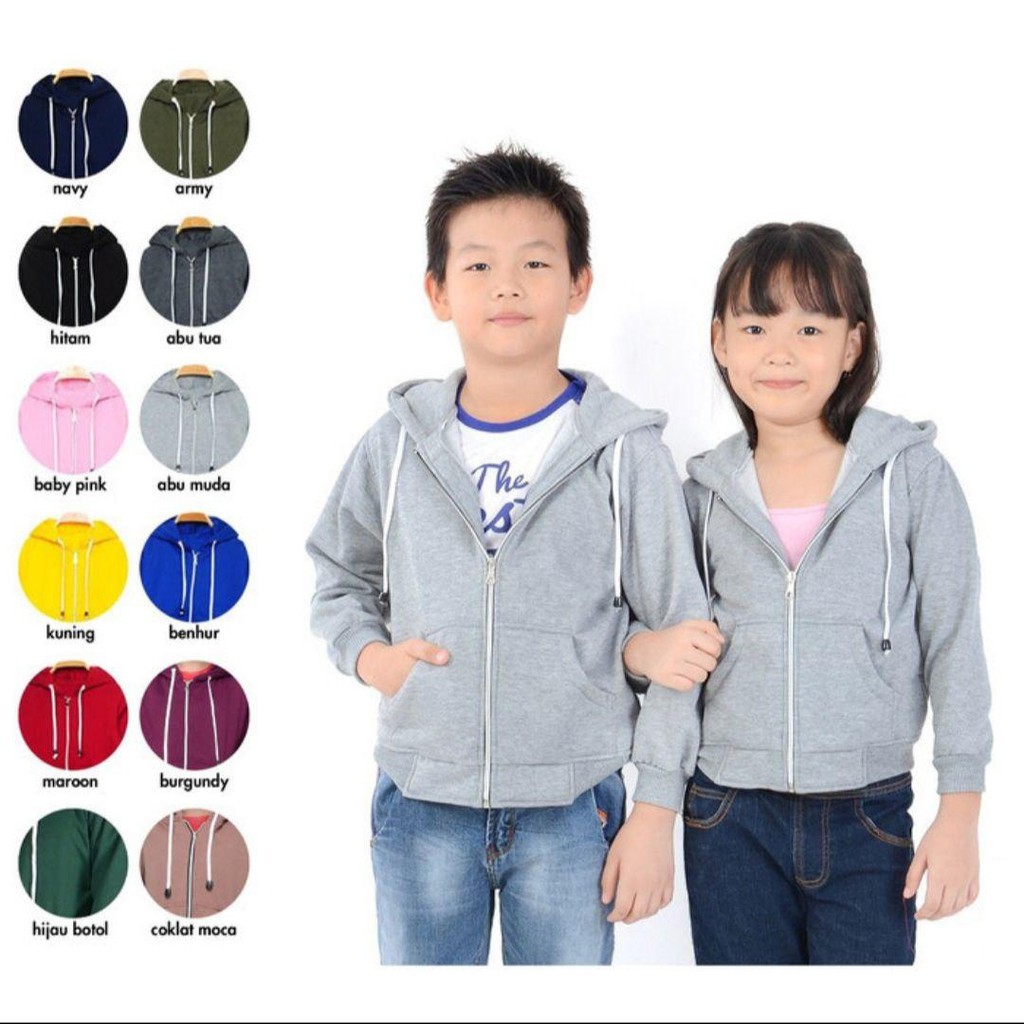 JAKET ANAK-ANAK ZIPPER LAKI-LAKI PEREMPUAN HOODIE BIG SIZE