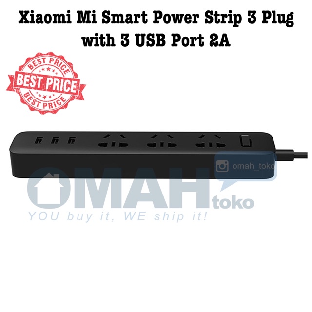 (ORIGINAL) Xiaomi Mi Smart Power Strip 3 Plug With 3 USB Port 2A Colokan Xiaomi