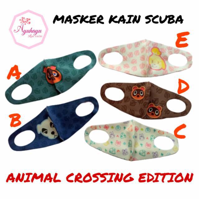 MASKER KAIN SCUBA MOTIF ANIMAL CROSSING EDITION NEW NORMAL ANTI POLUSI ANTI BAKTERI