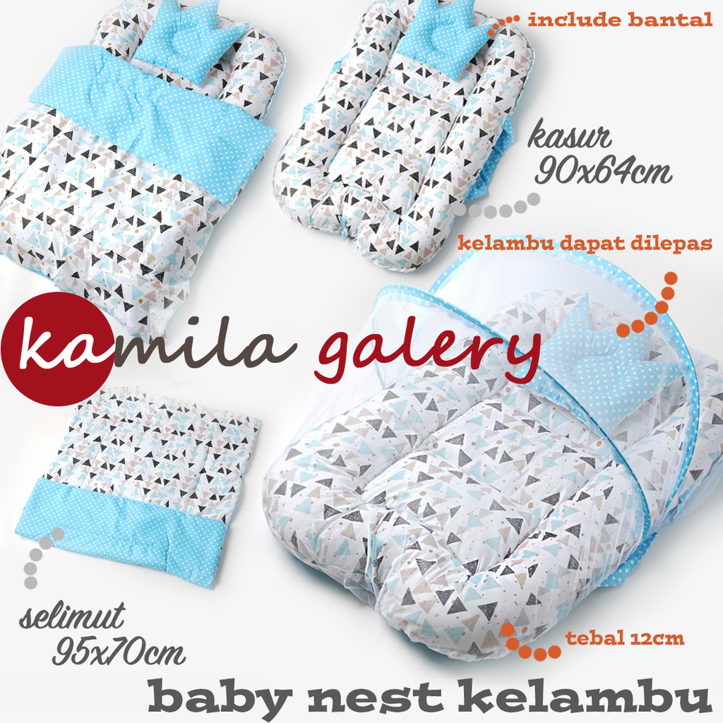 kasur bayi kelambu baby nest + selimut bed cover bayi FREE BANTAL PEYANG CROWN!!