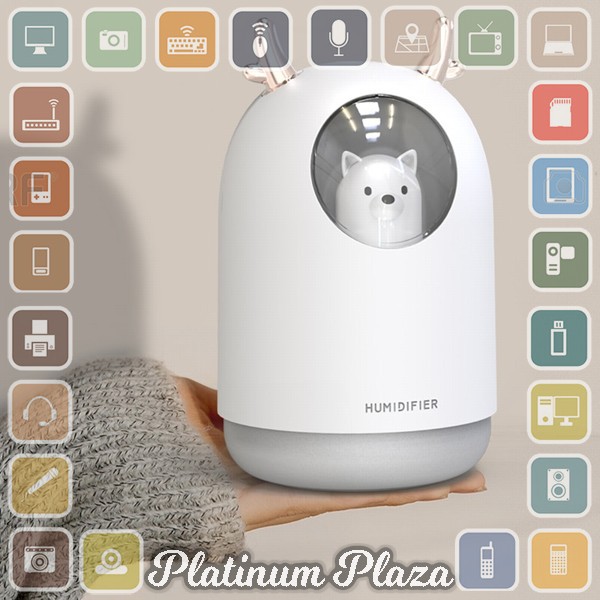 Taffware Pet Ultrasonic Humidifier RGB Aroma Essential Oil Diffuser 300ml - HUMI M106`2HWL2N-- White