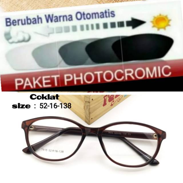 PAKET HEMAT : Frame Terbaru + Lensa Photocromic Anti UV Kacamata Minus Anti Radiasi dan Plus