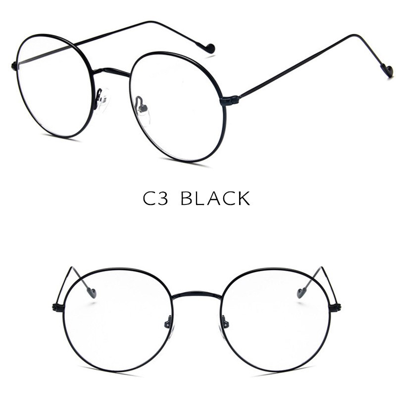 （YUZHU）COD Bayar di Tempat Minus 0~-400° Kacamata Korean Retro Bulat Kacamata Wanita/Pria Eyeglasses