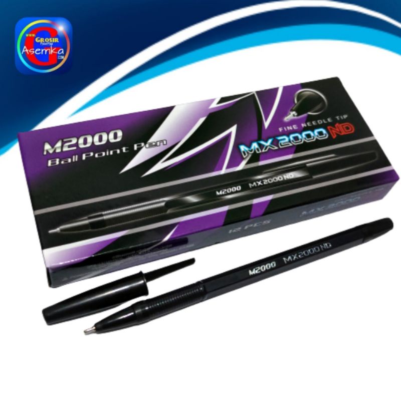 Bolpen pulpen Mx2000nd Hitam Grosir 12pcs