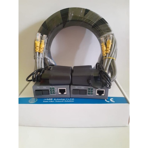 Paket kabel fiber optik precon drop core sc upc Fo 125 meter dan sepasang netlink htb 3100 AB