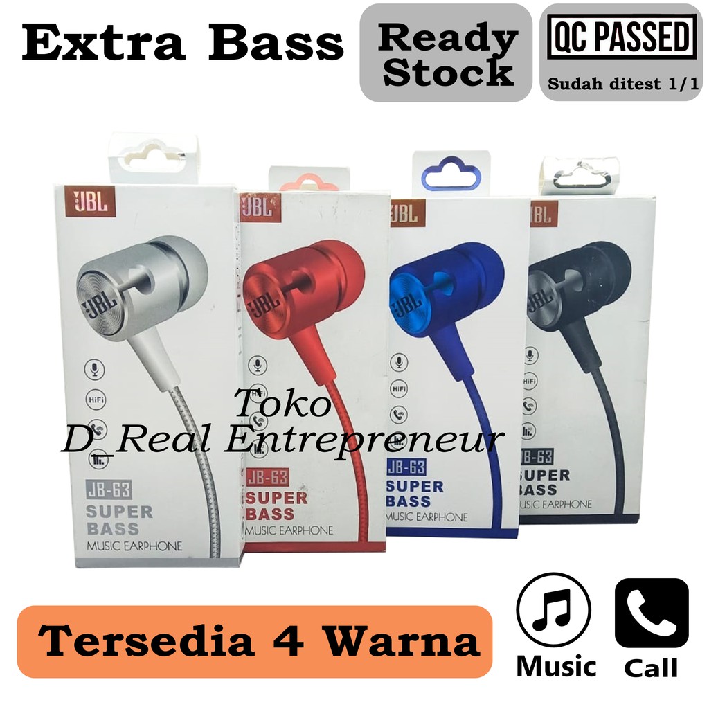 Headset JB63 / PM06 Universal Earphone Bass (musik + telepon}