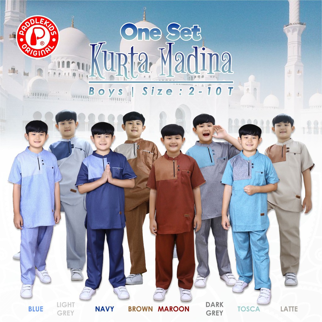 SETELAN KURTA MADINA / BAJU KOKO ANAK PADDLE KIDS/ KURTA KATUN MEDINA / SET KOKO KATUN MEDINA