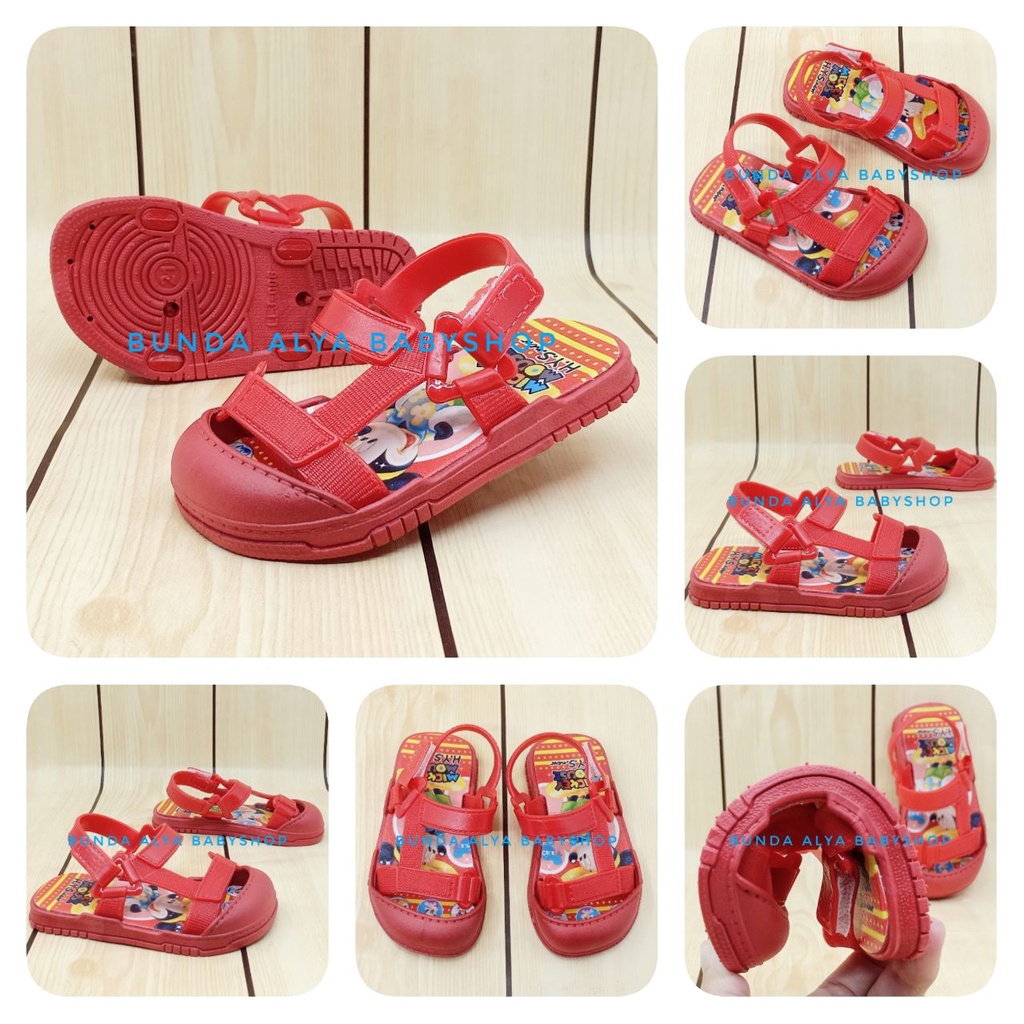 Sendal Anak Laki Laki Umur 9 Bulan 1 2 3 4 5 Tahun MERAH Anti Licin Motif Kartun Alas Karet - Sepatu Sandal Anak Cowok Elastis Lucu Nyaman DIpakai