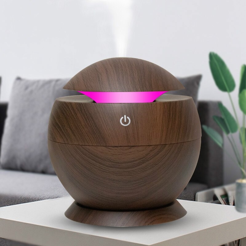 BAYAR DI TEMPAT Pelembab Udara Air Humidifier Aromatherapy Diffuser Wood Design 130ml - Dark Brown