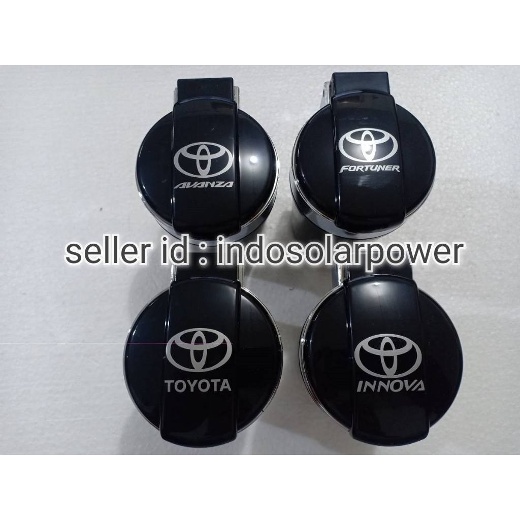 Asbak LED hitam lampu biru Logo merk TOYOTA Fortuner Avanza Innova Harrier Alphard Hilux Veloz Yaris Sienta Sigra Rush Agya Calya Etios Nav1 Hiace Camry 86 Land Cruiser Vellfire Altis Vios Voxy