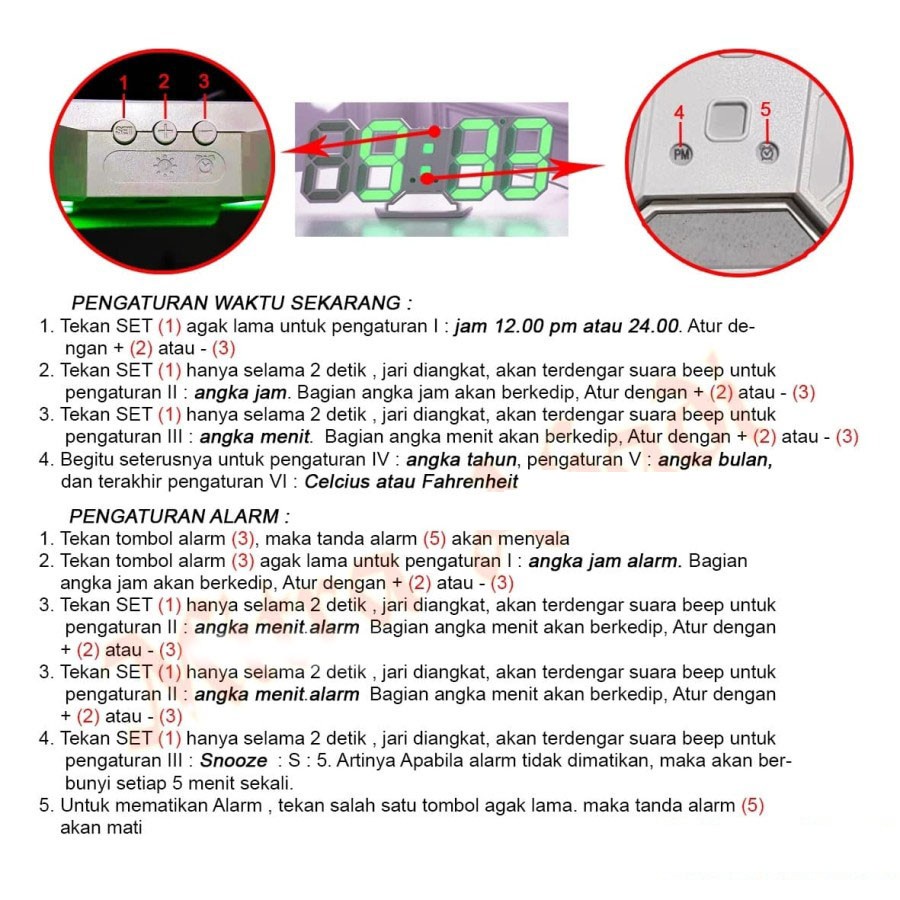 Trend-Jam Meja LED Digital / Modern LED Clock Style Tipe DS 6009